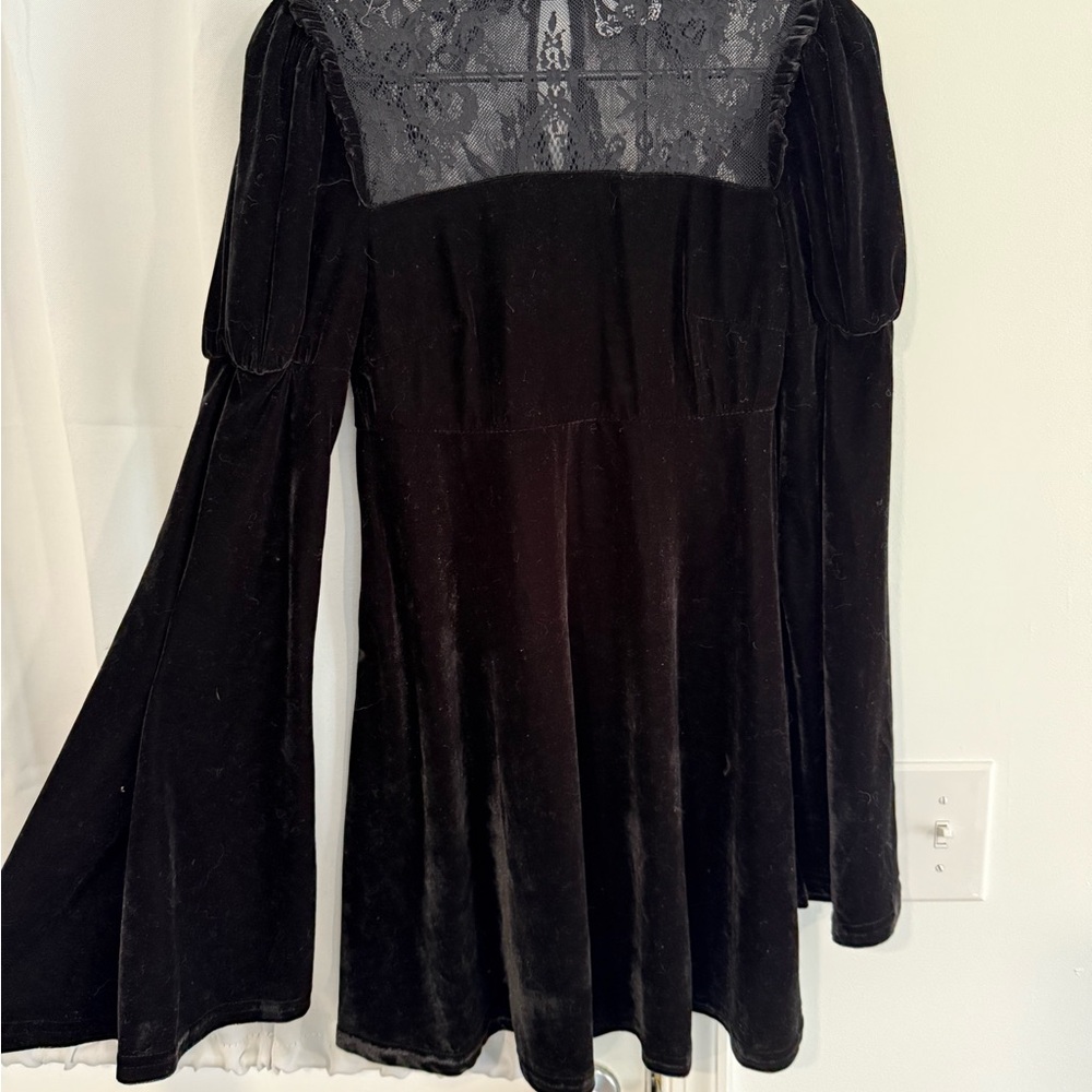 Killstar Crimson Kiss Velvet and Lace Dress